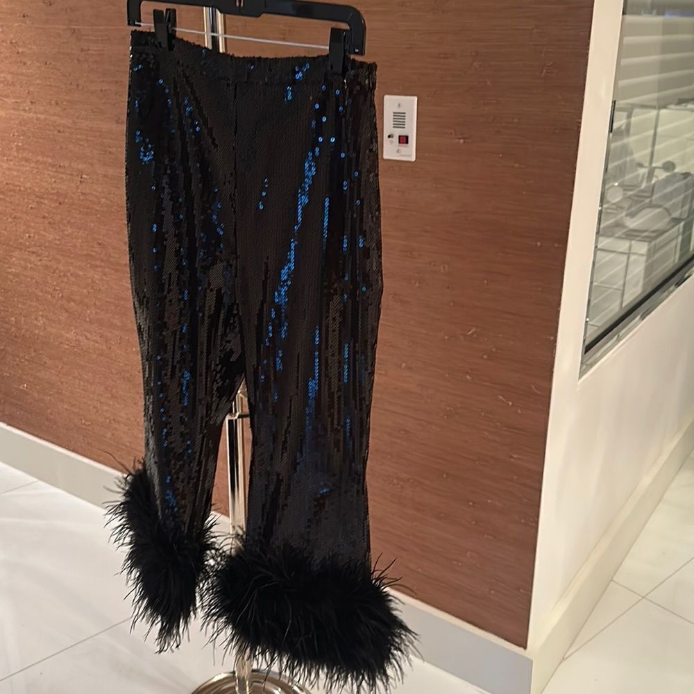 Nadine Merabi Black Sequin Pants